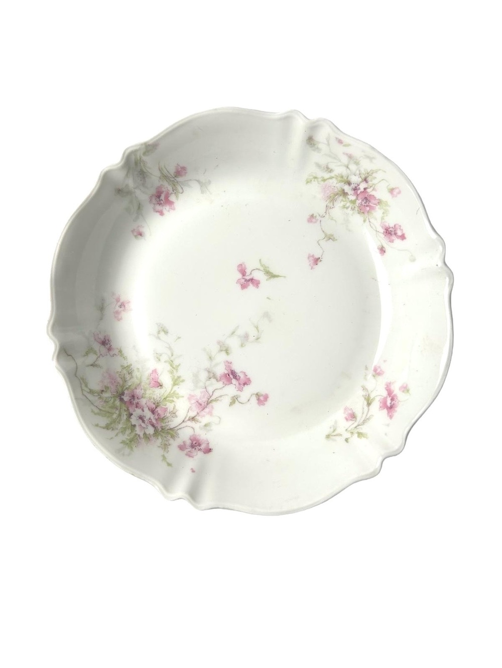 Set of 6 Vintage Haviland Limoges Floral Soup Bowls and a Service Plate